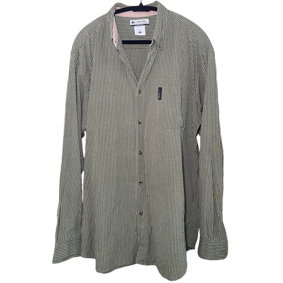 Green plaid Columbia Mens Button down - Picture 1 of 13
